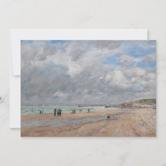 Eugene Boudin - Der Strand von Deauville Dankeskarte (Vorderseite)