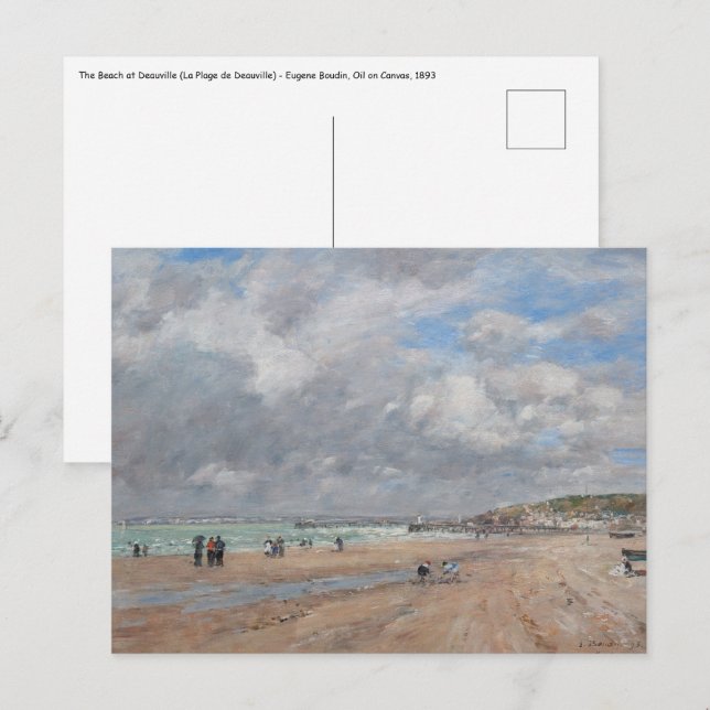 Eugene Boudin - Der Strand von Deauville Postkarte (Vorne/Hinten)