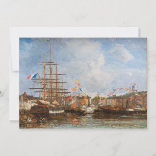 Eugene Boudin - Festival im Hafen von Honfleur Dankeskarte
