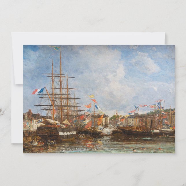 Eugene Boudin - Festival im Hafen von Honfleur Dankeskarte (Vorderseite)