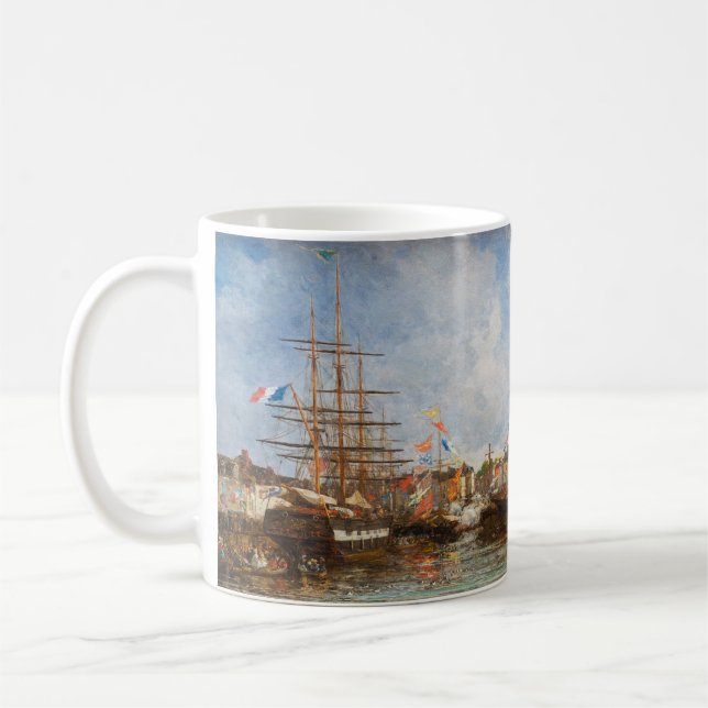 Eugene Boudin - Festival im Hafen von Honfleur Kaffeetasse (Links)