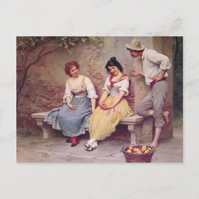 Eugene de Blaas - die Flirtation Postkarte (Vorderseite)