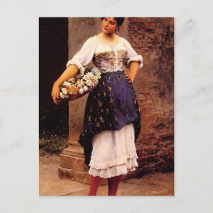 Eugene de Blaas - Verkäufer Venezianischer Blume Postkarte