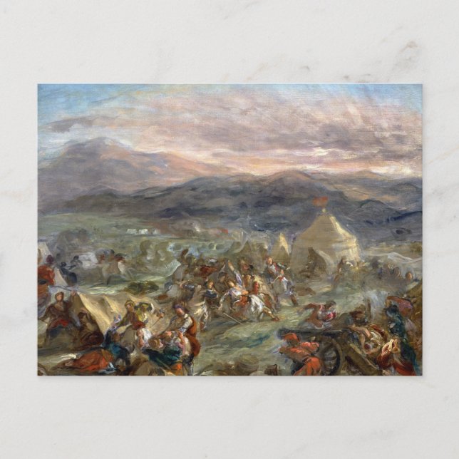 Eugene Delacroix - Botzaris überrascht die Türkei Postkarte (Vorderseite)