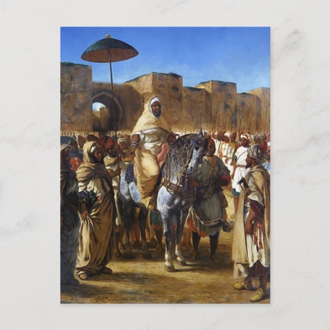 Eugene Delacroix - Der verlassend Sultan Marokkos Postkarte (Vorderseite)