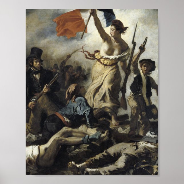 Eugene Delacroix - Die Freiheit führt das Volk an Poster (Vorne)