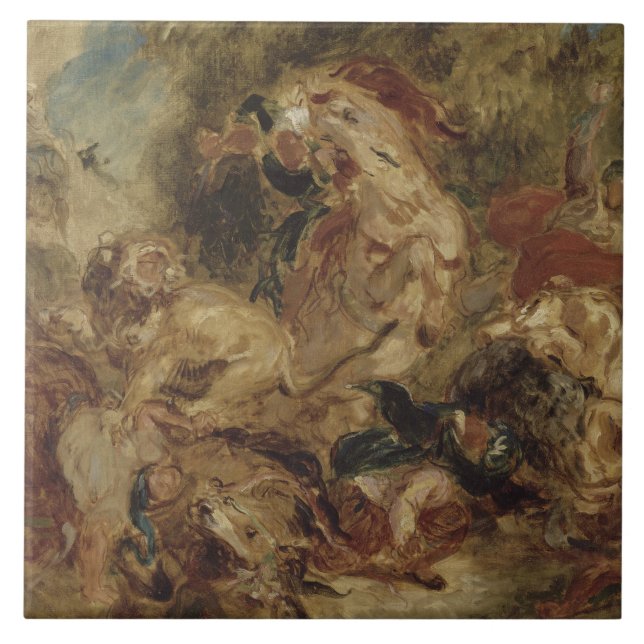 Eugene Delacroix - Die Löwenjagd Fliese (Vorderseite)