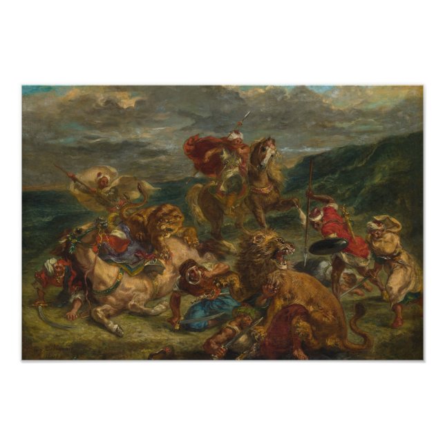 Eugene Delacroix - Lion Hunt Fotodruck (Vorne)