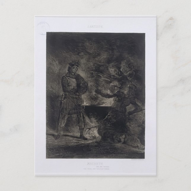 Eugene Delacroix: Macbeth und die Hexen Postkarte (Vorderseite)