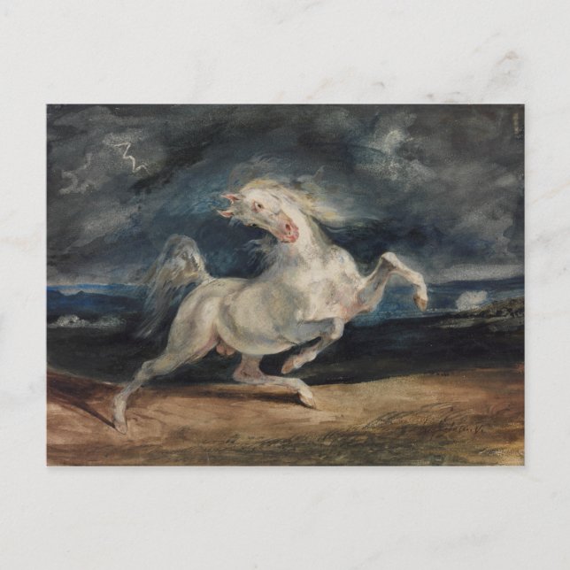 Eugene Delacroix - Pferd vom Blitz erschreckt Postkarte (Vorderseite)