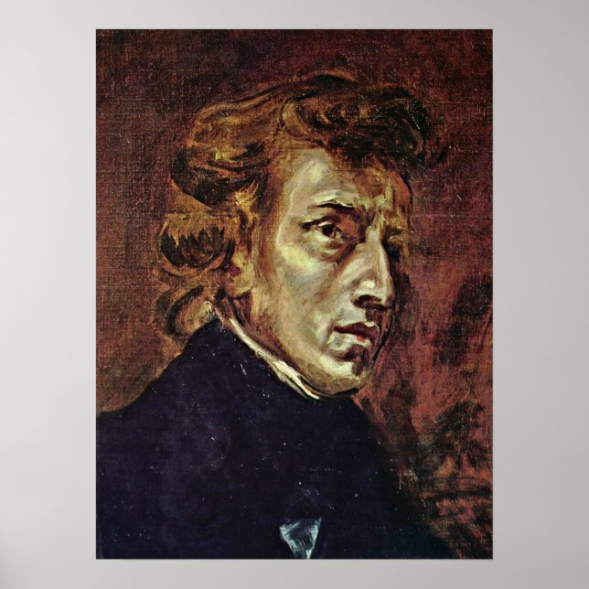 Eugene Delacroix - Portrait von Frederic Chopin Poster (Vorne)