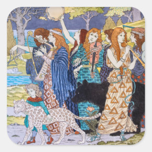Eugene Grasset - Harmonie Dekoratives Panel Quadratischer Aufkleber