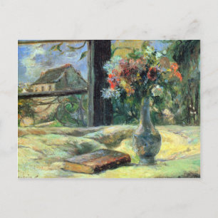 Eugène Henri Paul Gauguin - Blume Vase in Window Postkarte
