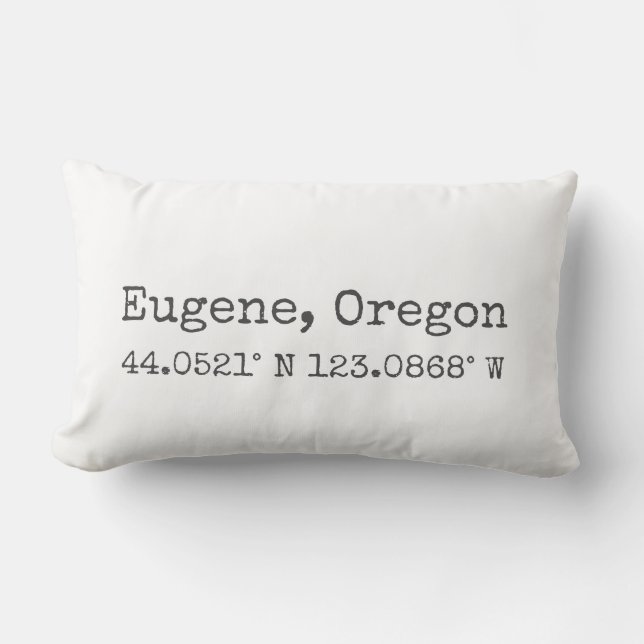 Eugene, Oregon Coordinates Lumbar Pillow Lendenkissen (Vorderseite)