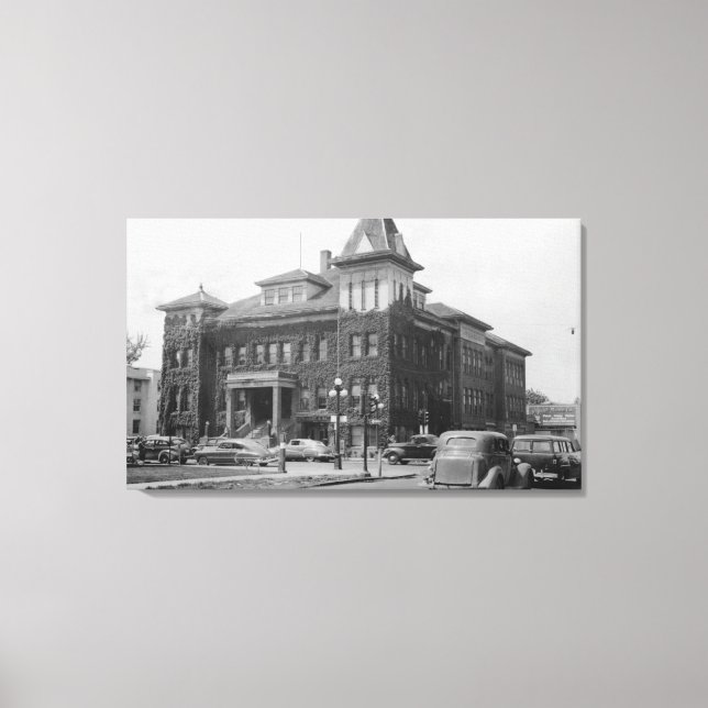 Eugene, Oregon Scene mit City Hall Fotograf Leinwanddruck (Vorderseite)