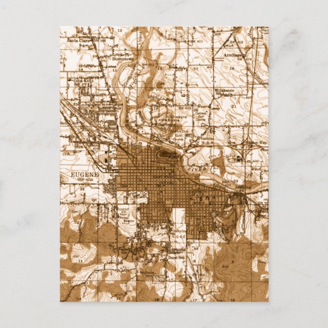 Eugene Oregon Vintag Map Postkarte (Vorderseite)
