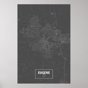 Eugene, Oregon (weiß auf schwarz) Poster