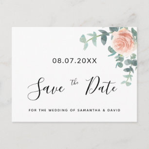 Eukaluptus floral Rose Goldhochzeit speichern das  Postkarte