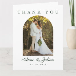 Eukalypthus verlasst Moderne Hochzeit mit 2 Fotos Dankeskarte