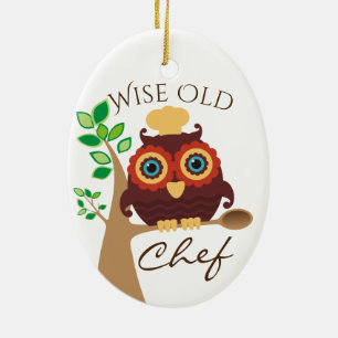 Eukalyptischer alter Koch kulinarischer Weihnachts Keramik Ornament