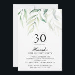 Eukalyptus 30. Geburtstagsfeier Party Einladung<br><div class="desc">Die rustikale Eukalyptus 30. Geburtstagsfeier ist die perfekte Party Einladung für alle 30. Geburtstagsfeiern. Schönes,  von Hand gezeichnetes,  grünes Blattwerk mit einfacher,  moderner Typografie. Die Einladung ist Teil einer Sammlung.</div>