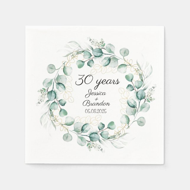 Eukalyptus 30. Pearl Wedding Jubiläum Serviette (Vorderseite)