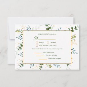 Eukalyptus 3 drei Mahlzeiten Wahl Hochzeit RSVP Karte