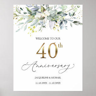 Eukalyptus 40. Hochzeitstag Begrüßungszeichen Poster