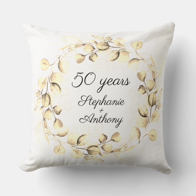 Eukalyptus 50. Goldener Hochzeitstag Kissen (Vorderseite)