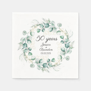 Eukalyptus 50. Goldener Hochzeitstag Serviette
