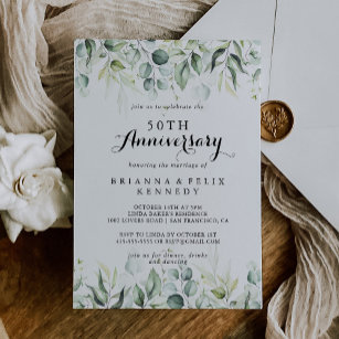 Eukalyptus 50. Hochzeitstag Einladung