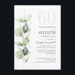 Eukalyptus 60th Birthday Party Greenery Einladung<br><div class="desc">Botanischer Eukalyptus 60. Geburtstag Party Grüne Einladung. Das moderne botanische Design besticht durch seine trendige Typografie und Gestaltung. Ideal für andere besondere Anlässe,  einschließlich Überraschungs-Party und Jubiläumsfeiern</div>