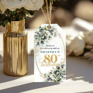Eukalyptus 80. Geburtstag Boho Grüne Karte Geschenkanhänger