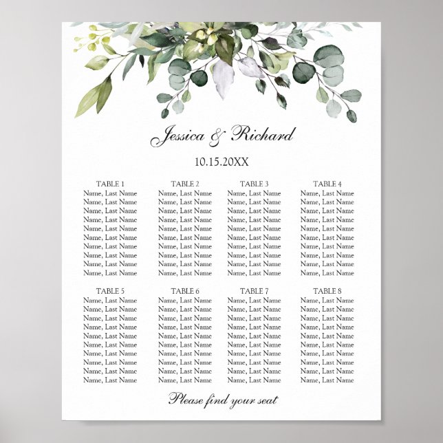Eukalyptus 8 Tables Seekartenzeichen Poster (Vorne)