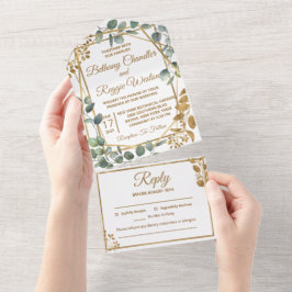 Eukalyptus alle in einer Hochzeitseinladung All In One Einladung