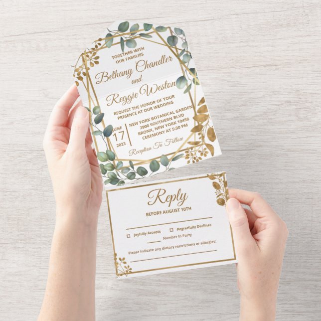 Eukalyptus alle in einer Hochzeitseinladung All In One Einladung (Abreißen)