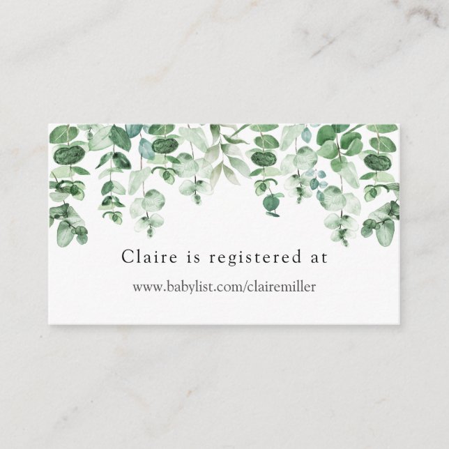 Eukalyptus and Greenery Baby Shower Registry Begleitkarte (Vorderseite)