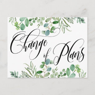 Eukalyptus Änderung der Pläne für verspätete Hochz Postkarte