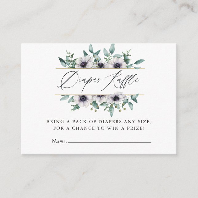 Eukalyptus Anemone Baby Duschdusche Windelwanne Begleitkarte (Vorderseite)