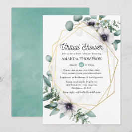Eukalyptus Anemone Geometric Virtual Brautparty Einladung