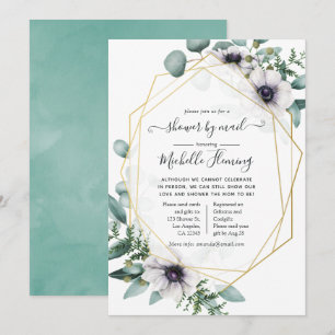 Eukalyptus-Anemone-Geometrisches Baby-Shower-per-M Einladung