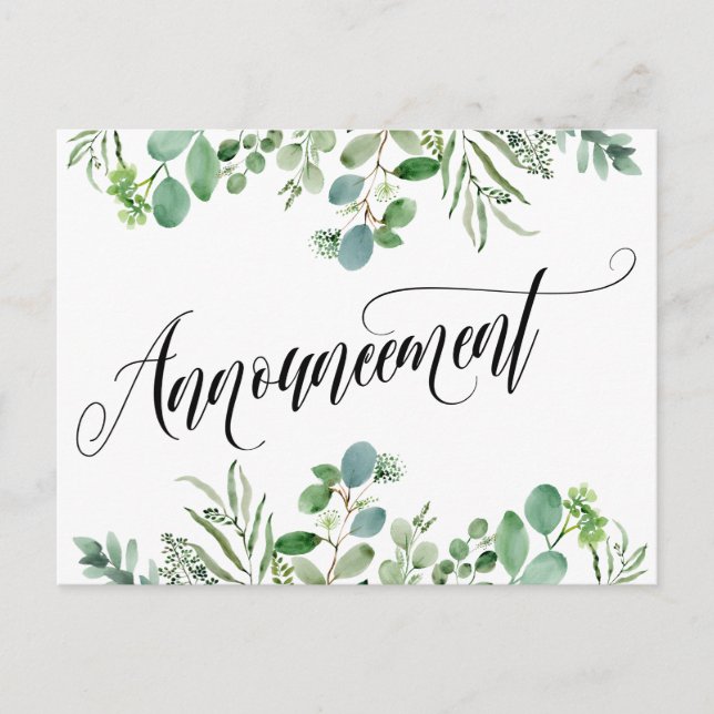 Eukalyptus - Ankündigung einer Hochzeit verschoben Postkarte (Vorderseite)
