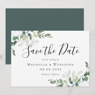 Eukalyptus-Aquarell-Hochzeit Save The Date
