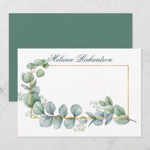 Eukalyptus-Aquarellbilder Verlasse Green-Gold-Rahm Mitteilungskarte
