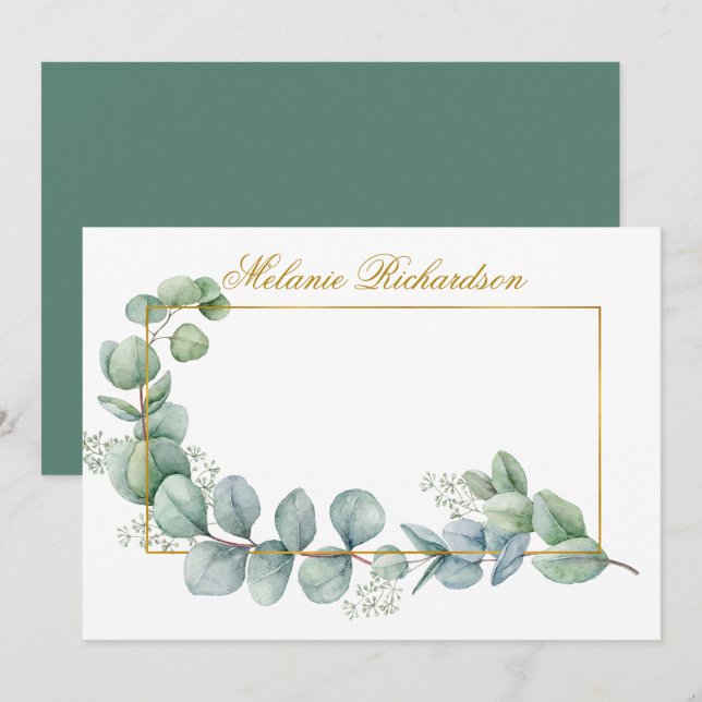 Eukalyptus-Aquarellbilder Verlasst Grünflächen Mitteilungskarte (Vorne/Hinten)