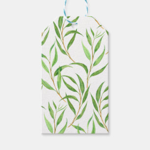 Eukalyptus-Aquarellmuster auf Weiß Geschenkanhänger