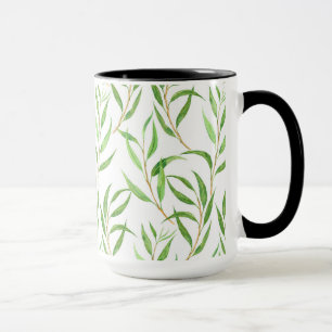 Eukalyptus-Aquarellmuster auf Weiß Tasse
