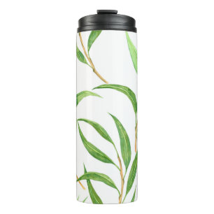 Eukalyptus-Aquarellmuster auf Weiß Thermosbecher