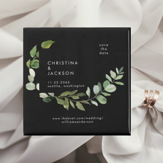 Eukalyptus B/W Hochzeitsplatz Save the Date Magnet (Von Creator hochgeladen)