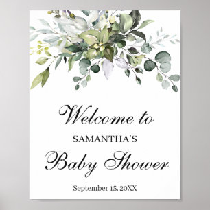 Eukalyptus Baby Dusche Begrüßungszeichen Poster